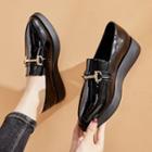 Platform Genuine Leather Metal Accent Loafers