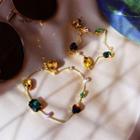 Non-matching Faux Crystal Heart & Star Dangle Earring 1 Pair - Gold - One Size