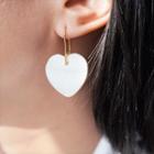 Heart Alloy Earrings White & Gold - One Size