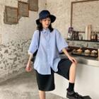 Check Loose-fit Short-sleeve Shirt / Plain Shorts