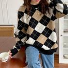 Argyle Sweater Milky Brown & Black - One Size