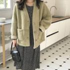 Fleece V-neck Loose-fit Coat
