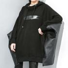 Faux Leather Panel Mini Hoodie Dress Black - One Size