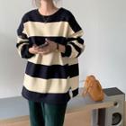 Long-sleeve Contrast Striped Sweatshirt