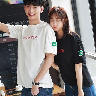 Couple Short-sleeve Applique T-shirt