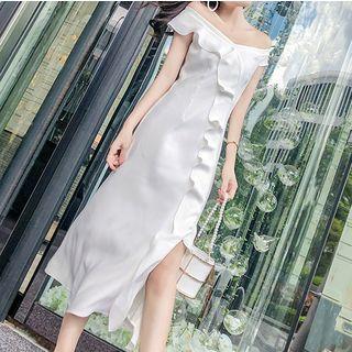 Ruffle-hem Off-shoulder Dress