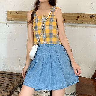 Gingham Tank Top / Pleated Skirt