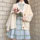 Plaid Pleated Mini A-line Skirt / Necktie / Bowtie / Set