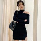 Open-shoulder Long-sleeve Dress