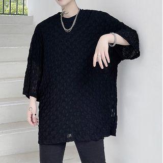 Oversized Sheer Short-sleeve Top