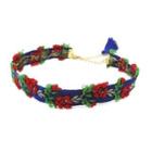 Flower Embroidery Choker (blue) One Size