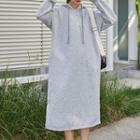 Henley Midi Hoodie Dress Gray - One Size