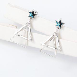 Swarovski Element Crystal Star Drop Earring Blue - One Size