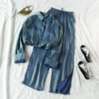 Iridescent Shirt / Wide-leg Pants