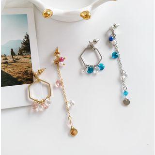 Non-matching Faux Crystal Hexagon Dangle Earring