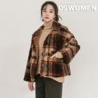 Single-breasted Plaid Faux-shearling Jacket