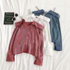 Off-shoulder Satin Long-sleeve Blouse