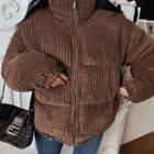 Corduroy Padded Jacket Dark Brown - One Size