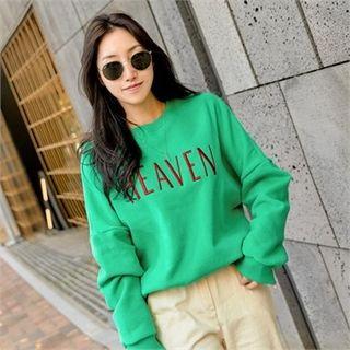Drop-shoulder Letter-embroidered Sweatshirt