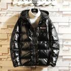Patent Hooded Padded Zip Jacket