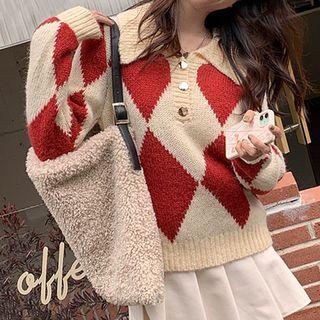 Argyle Polo Neck Sweater