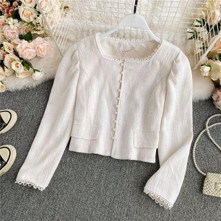 Square-neck Plain Crop Blazer