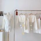 Set: Strappy Sheath Dress + Cardigan Strappy Dress - White - One Size / Cardigan - Beige - One Size