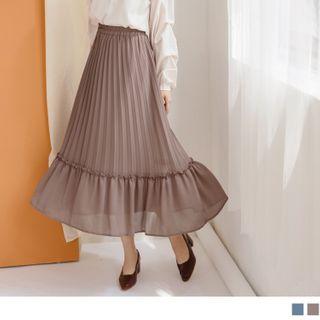 Layered Chiffon Pleated A-line Skirt