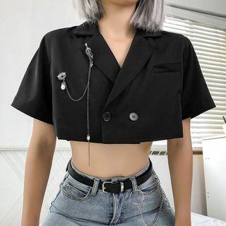 Short-sleeve Chained Cropped Top