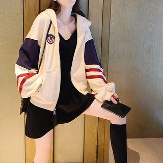 Spaghetti Strap Mini Dress / Hooded Baseball Jacket
