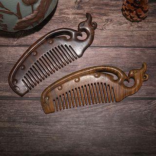 Phoenix Engraved Wooden Hair Comb