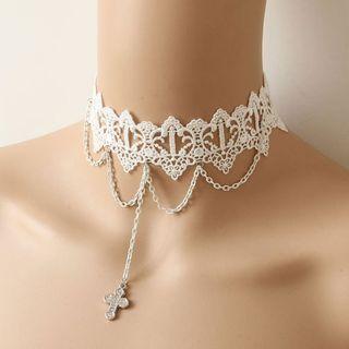 Cross Pendant Lace Choker