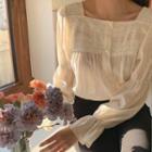 Cinch-sleeve Lace Blouse