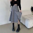 Houndstooth Irregular Midi Skirt