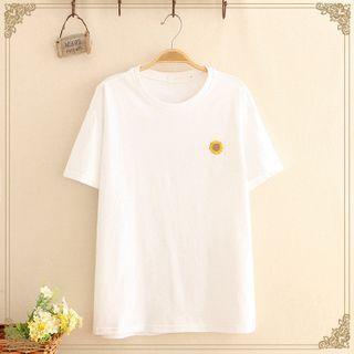 Sunflower Embroidered Short-sleeve Tee