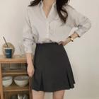 High-waist Mini A-line Skirt / Long-sleeve Blouse