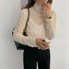Turtleneck Lace Top Almond - One Size