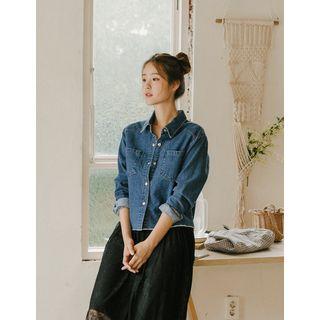 Fray-hem Denim Shirt Jacket