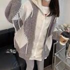 Mock Two-piece Hooded Zip Cardigan