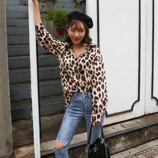 Pocket-detail Leopard Shirt Leopard - One Size