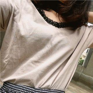 Set: Lace-trim Top + Striped Pants