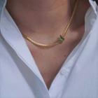 Butterfly Pendant Stainless Steel Choker Gold - One Size