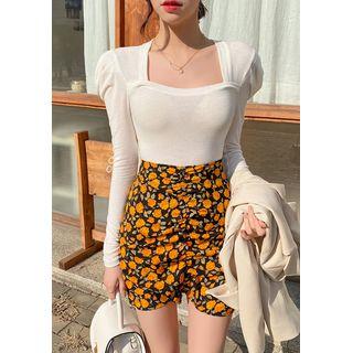 Ruched Bloom Miniskirt