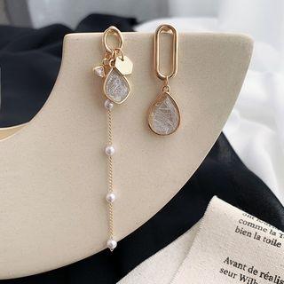 Mismatch Crystal Earring 1 Pair - Gold - One Size