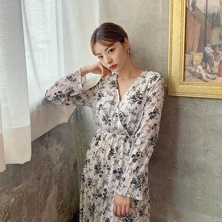 Floral Crepe Maxi Wrap Dress