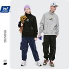 Unisex Embroidered Stand-collar Loose Sweatshirt