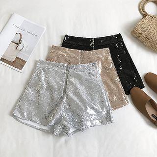 Zip Sequined Hot Pants