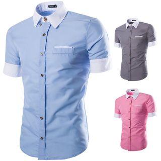 Short Sleeve Contrast Trim Shirt