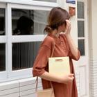 Elbow-sleeve Knit Polo Dress Brick - One Size