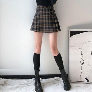 Pleated Wool Mini Skirt